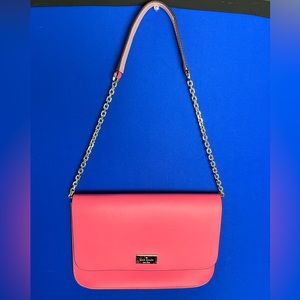 Cute pink Kate Spade purse with gold chain detail, small, barely used!
